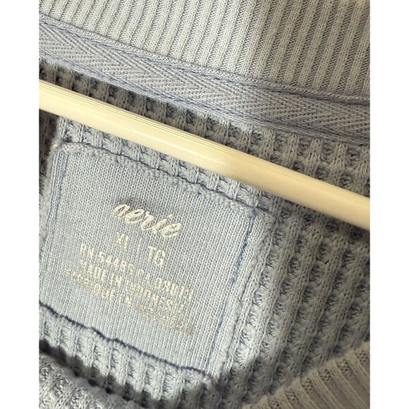 Aerie Light Blue Sweatshirt Waffle Women XL Oversized Slouchy Crewneck Cozy - Picture 2 of 9